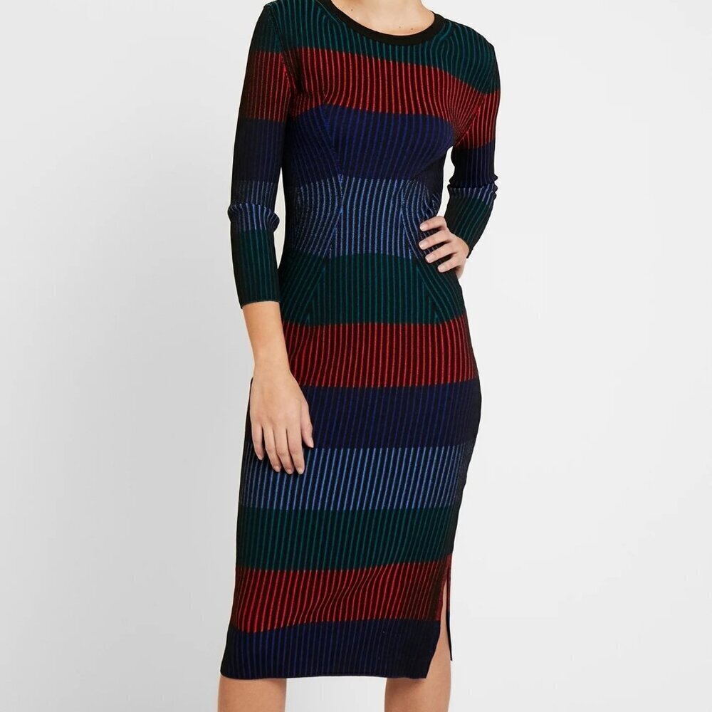 Desigual Rib Knit Striped Midi Tamara Ruha Dress sz S